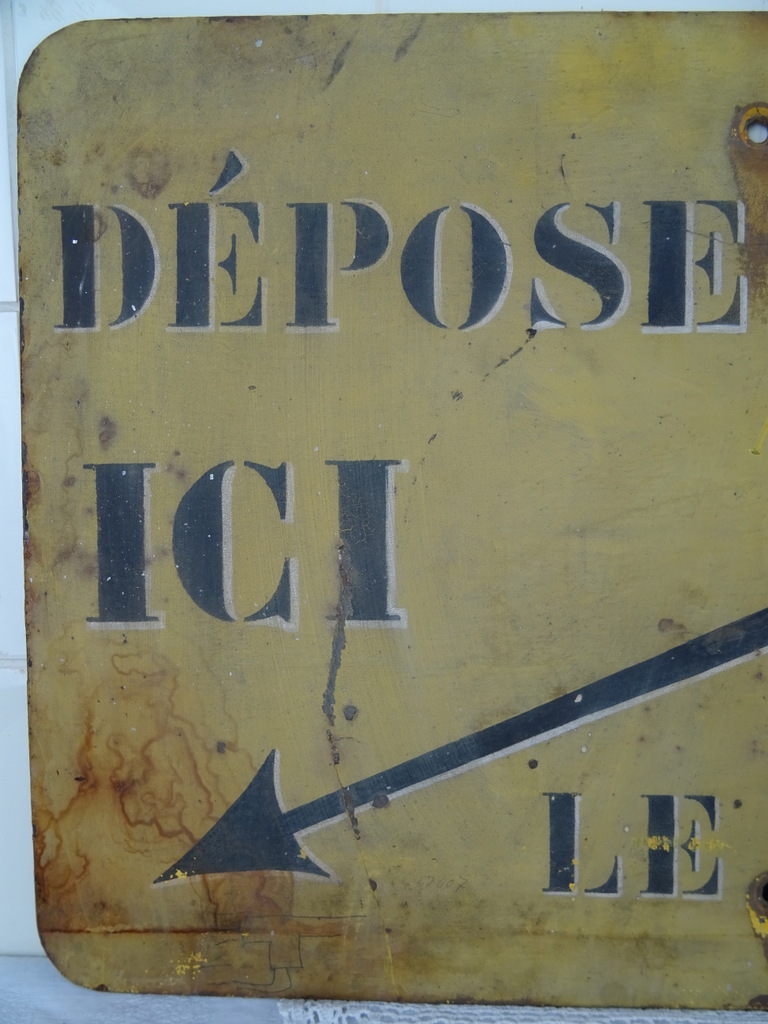 Antiek metalen bord déposez ici - Afbeelding 2