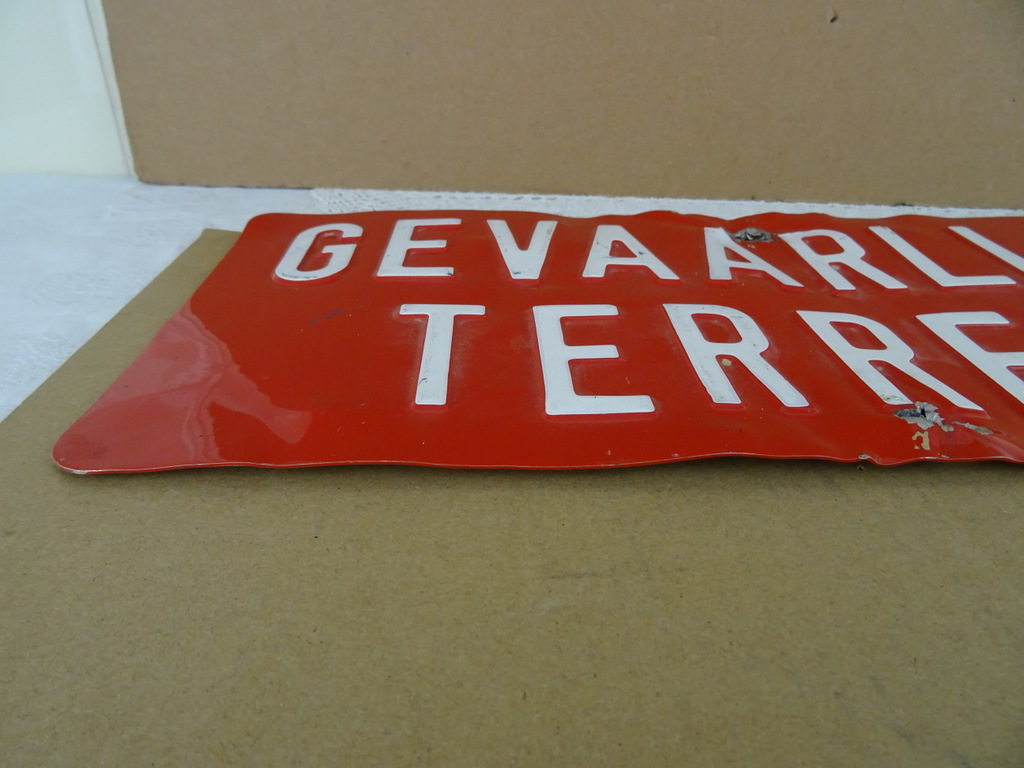 Vintage bord Gevaarlijk terrein - Afbeelding 3