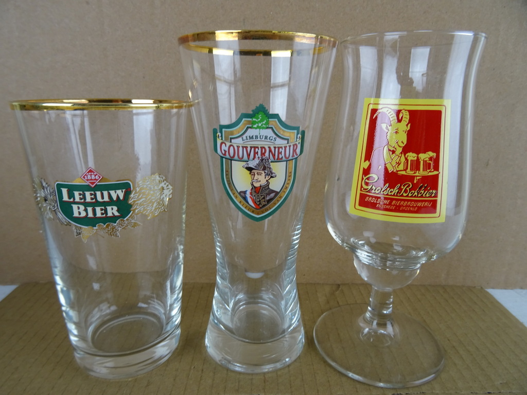 Collectie van 3 bierglazen