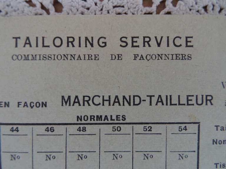 Antiek Frans bonnenboekje Tailoring service
