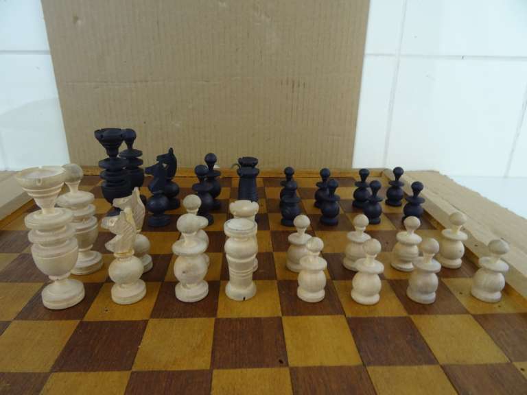 Vintage houten schaakspel