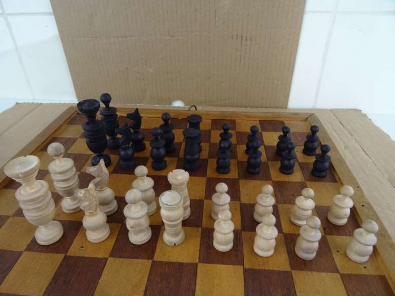 Vintage houten schaakspel