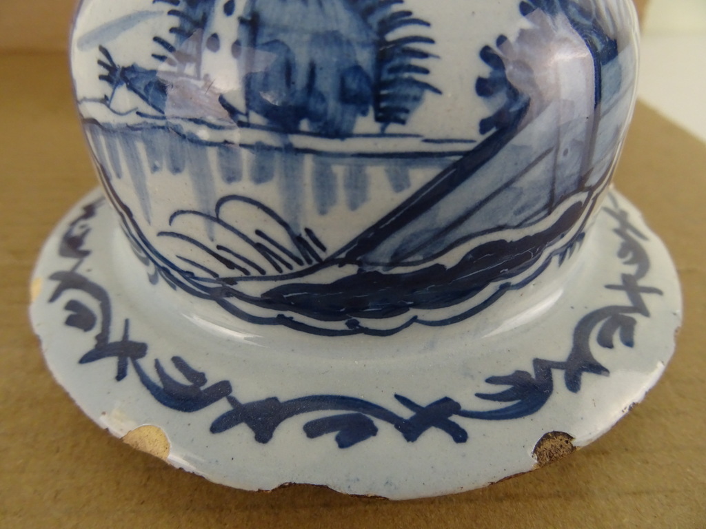 Antieke Delfts blauwe dekselvaas circa 1750 - Afbeelding 8