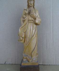 Antiek houten Jezusbeeldje Heilig Hart
