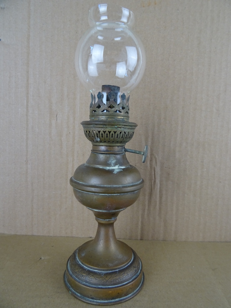 Antieke koperen olielamp 25.5 cm