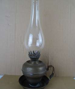 Antieke koperen olielamp 34 cm