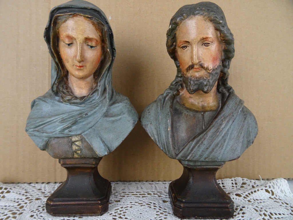 Antieke bustes Maria en Jozef