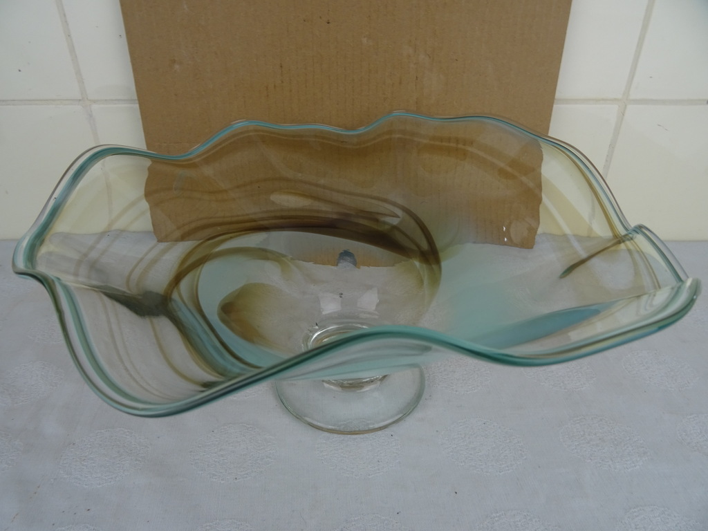Antieke mondgeblazen glazen fruitschaal - Afbeelding 2
