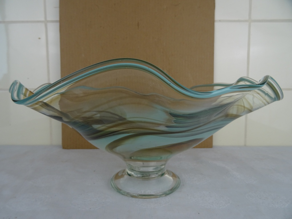 Antieke mondgeblazen glazen fruitschaal - Afbeelding 8