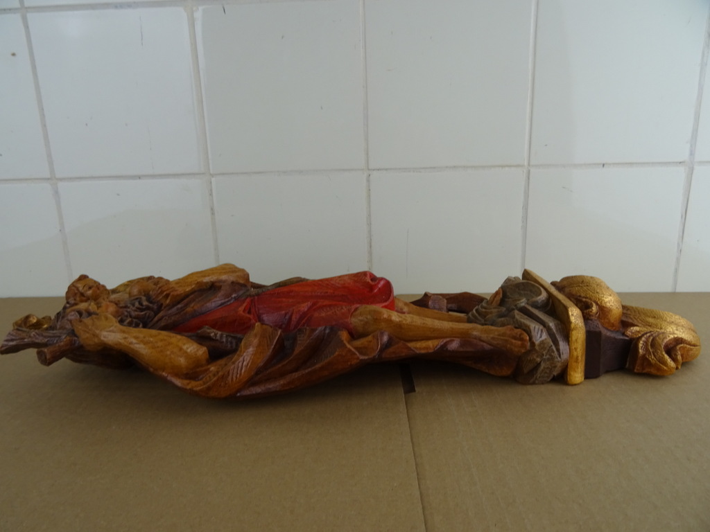 Antiek houten beeld Heilige Christoffel - Afbeelding 6