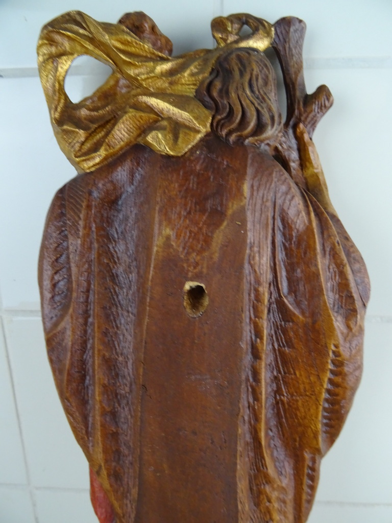 Antiek houten beeld Heilige Christoffel - Afbeelding 11