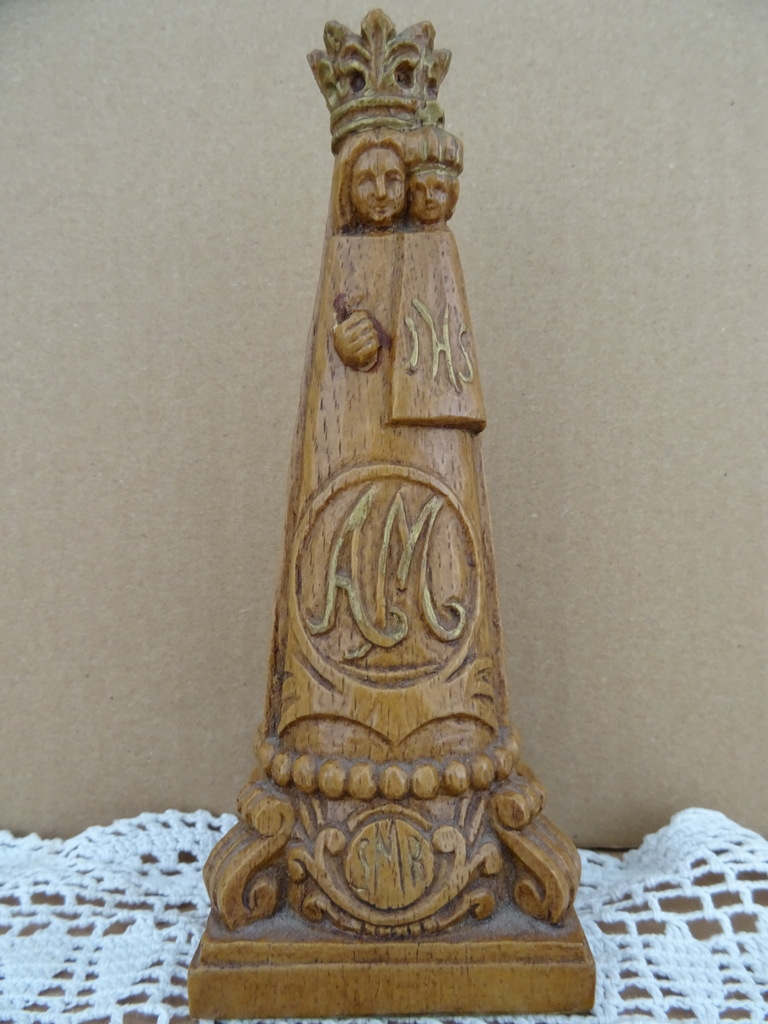 Antiek houten Mariabeeldje - Afbeelding 12