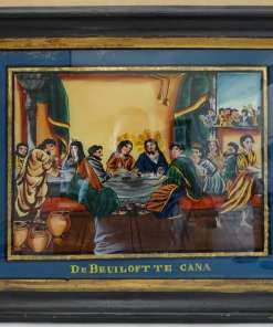 Antieke schildering achter glas De bruiloft te Cana