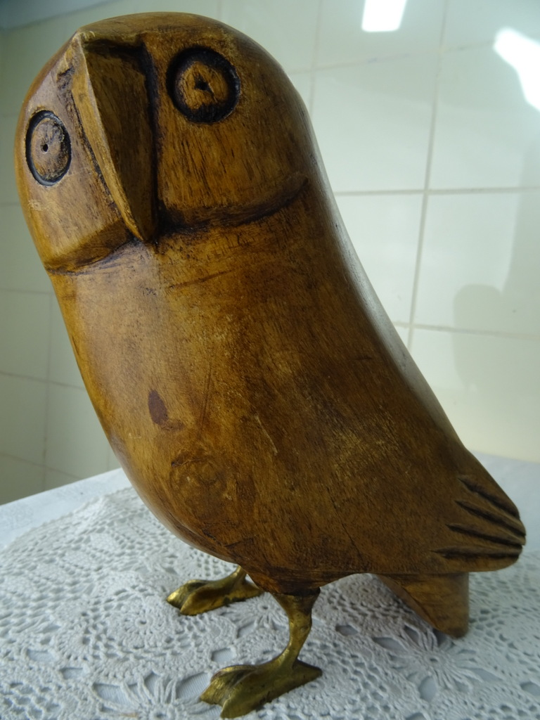 Antiek houten beeld uil 22 cm - Afbeelding 13