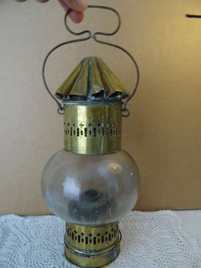 Antieke koperen stallamp