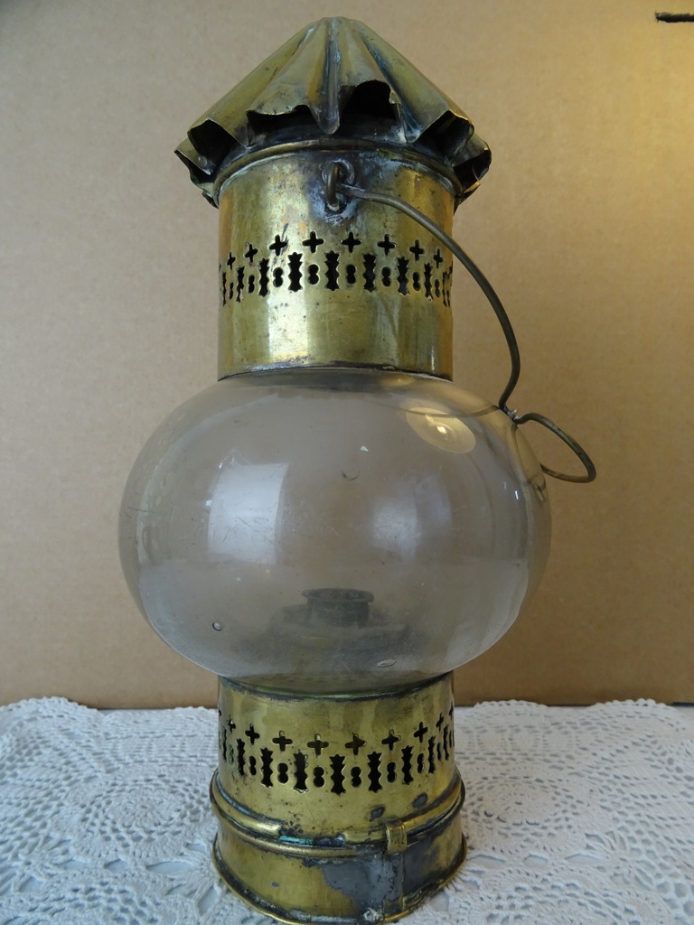 Antieke koperen stallamp - Afbeelding 15