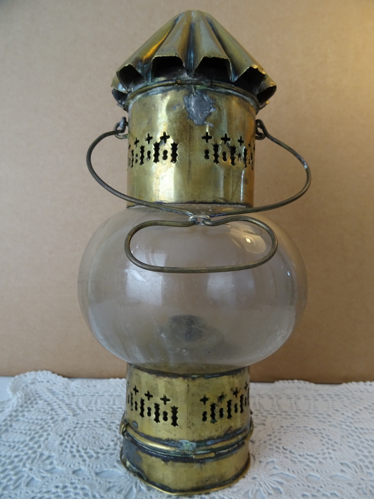 Antieke koperen stallamp - Afbeelding 17