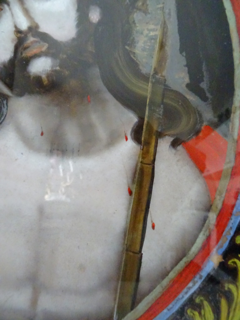 Antiek schilderij geschilderd achter glas Jezus Antiek schilderij geschilderd achter glas Jezus