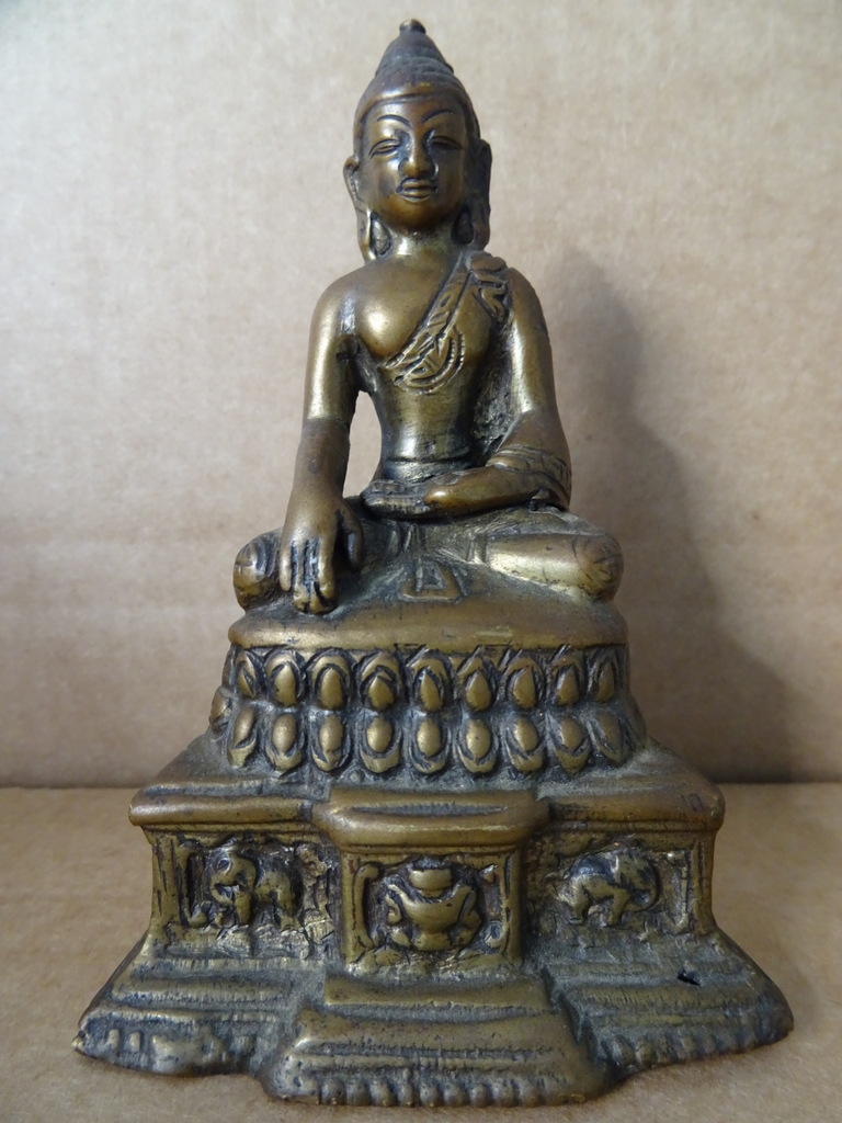 Antiek bronzen Boeddhabeeldje 11 cm - Afbeelding 2
