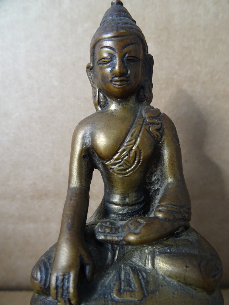 Antiek bronzen Boeddhabeeldje 11 cm - Afbeelding 3