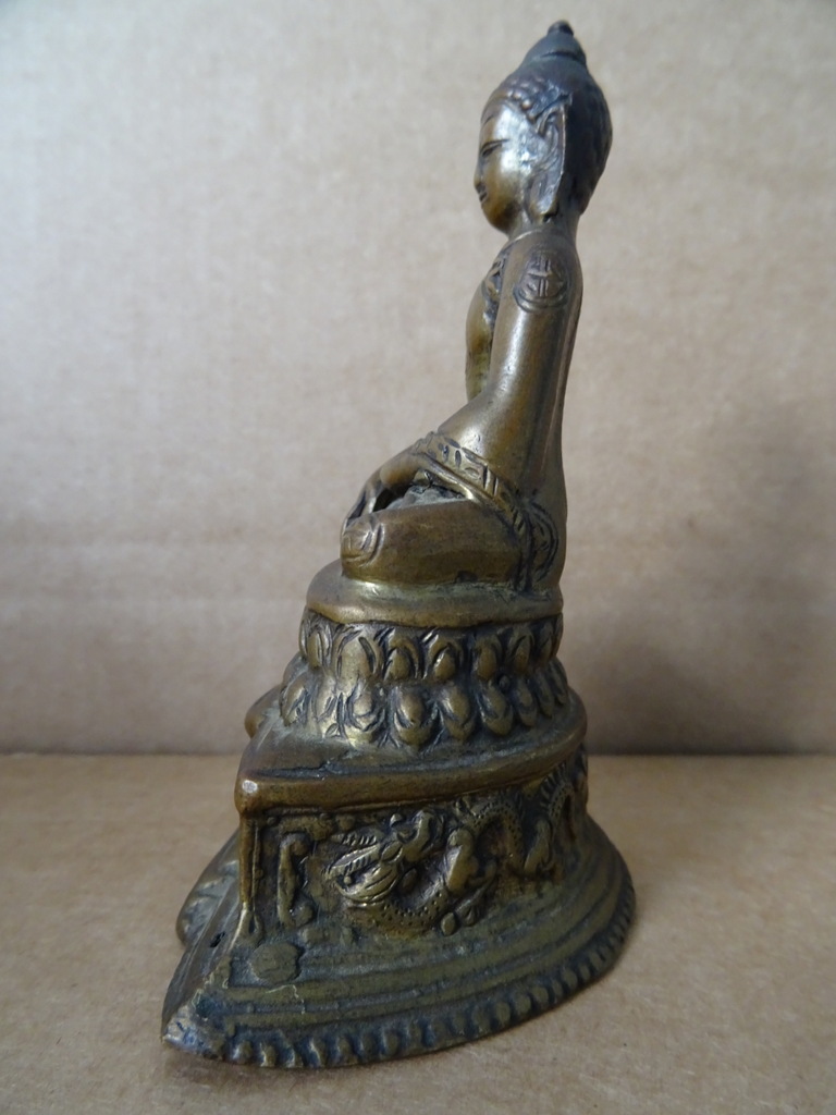 Antiek bronzen Boeddhabeeldje 11 cm - Afbeelding 10