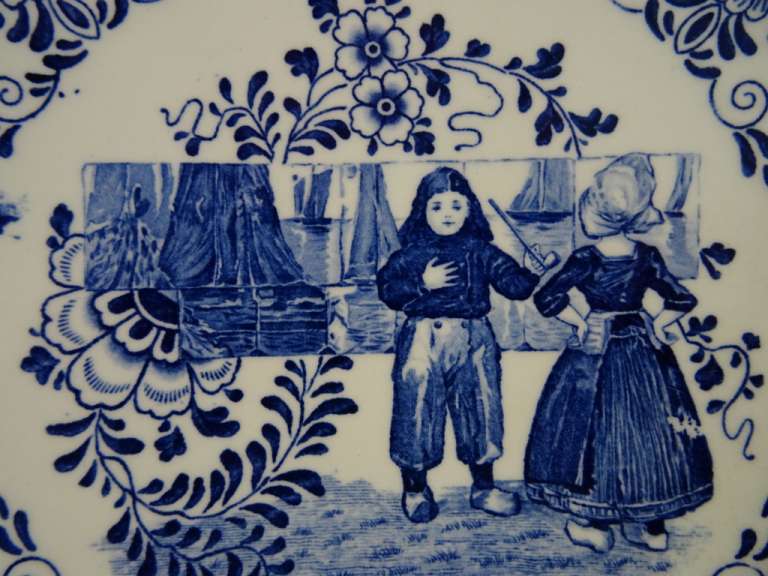 Antiek Delfts blauw wandbord Petrus Regout