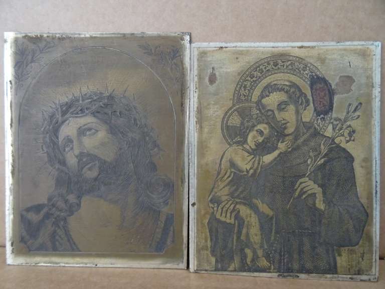 Antieke gravures Jezus en Antonius