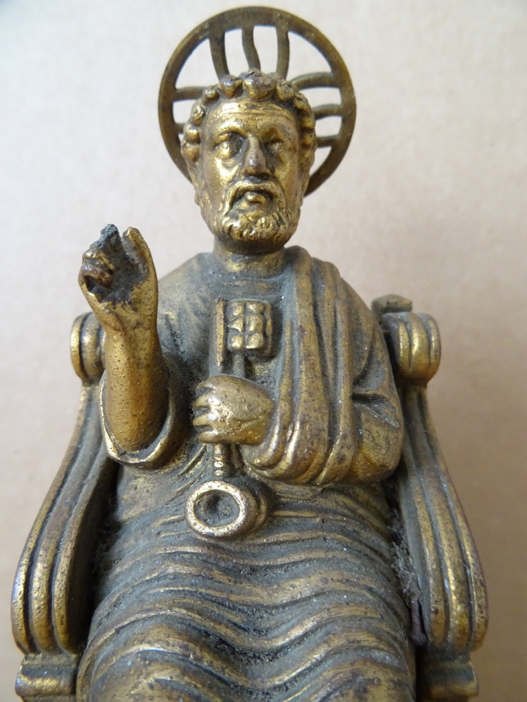 Antiek bronzen beeldje Petrus - Afbeelding 2