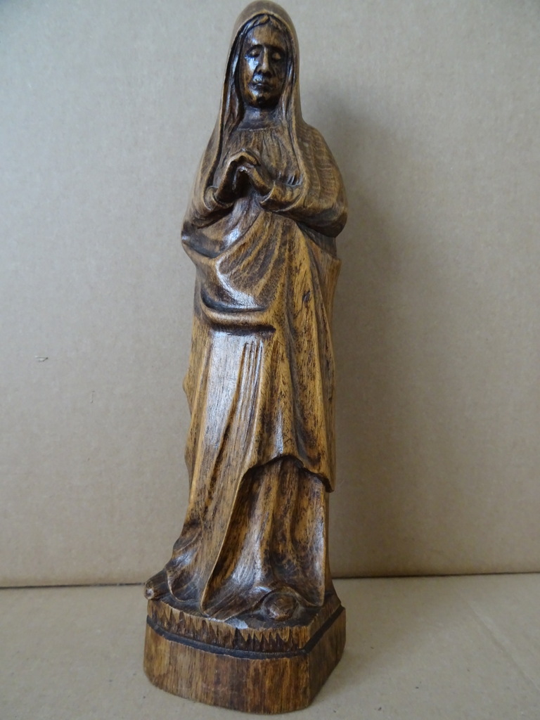 Volkskunst antiek houten Mariabeeld - Curiosa en
