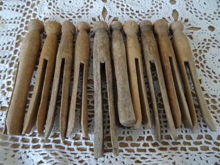 Collectie antieke wasknijpers van hout