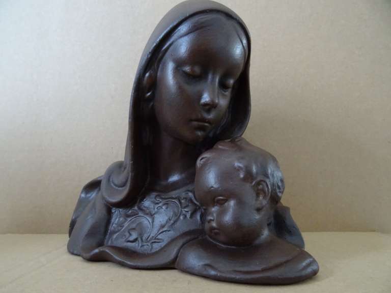 Antiek Mariabeeld met kindje Jezus