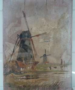 Antiek schilderij Hollandse molens