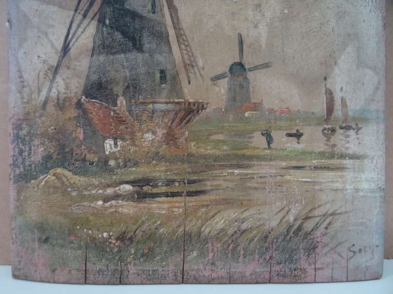 Antiek schilderij Hollandse molens