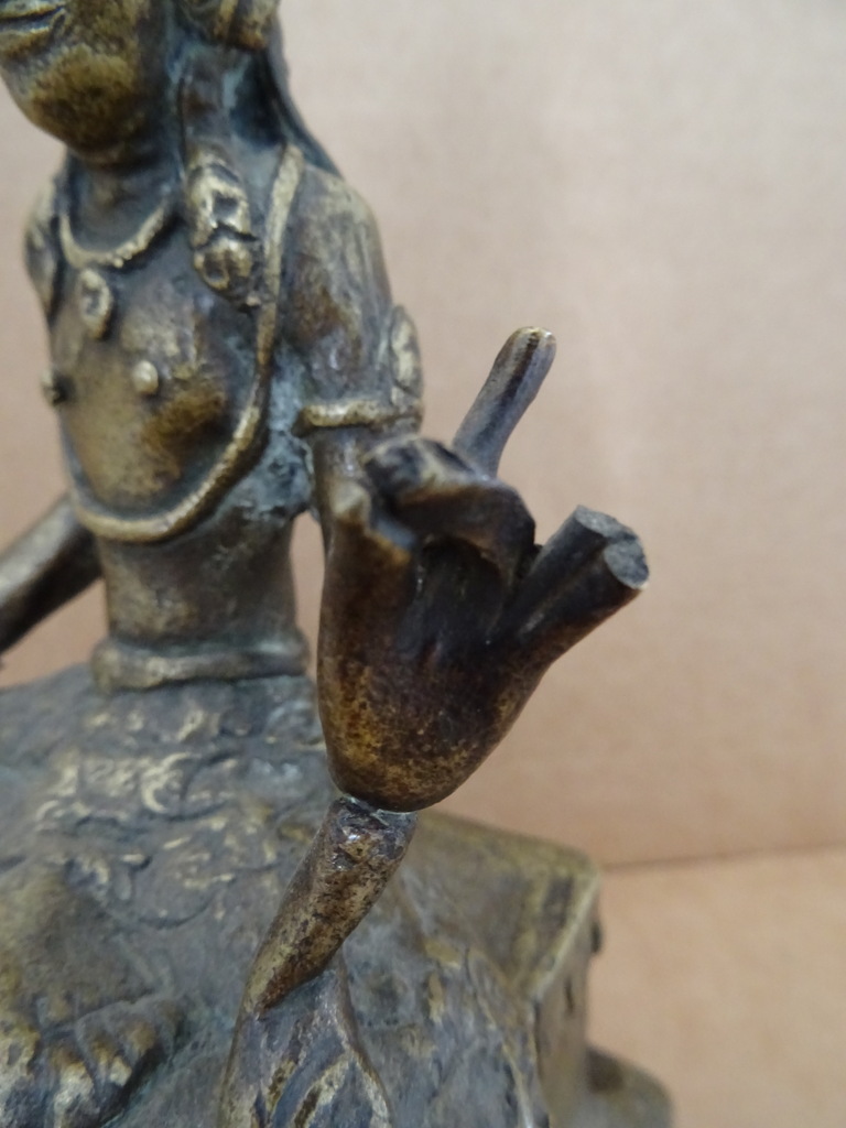 Antiek bronzen Boeddhabeeld 20 cm - Afbeelding 6