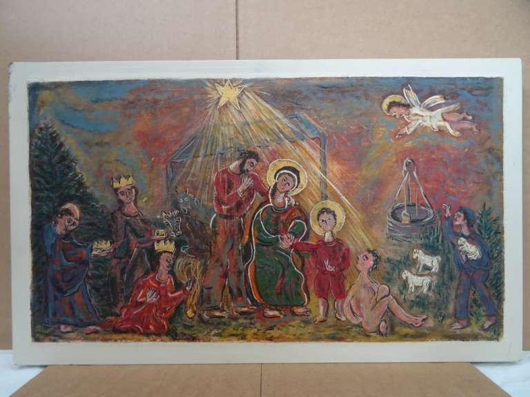 Antiek schilderij Heilige Familie