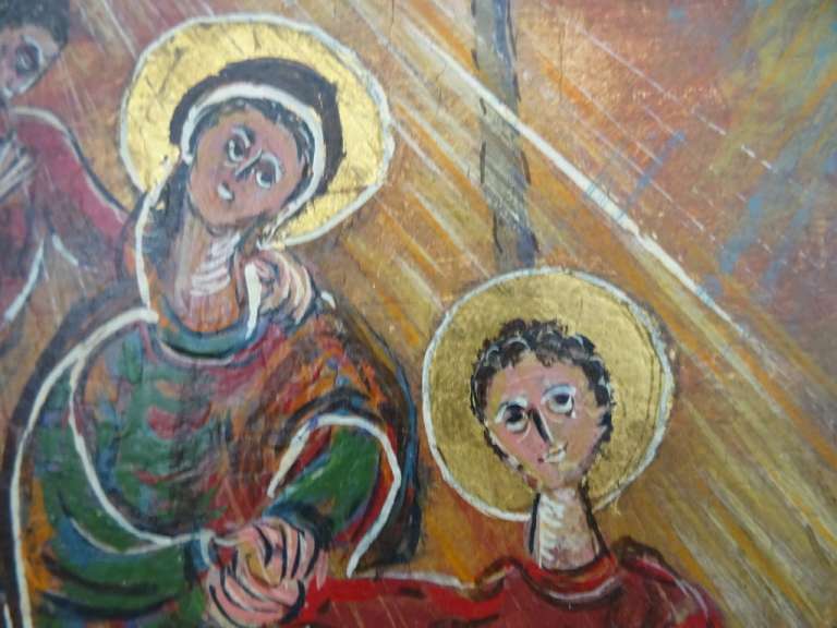 Antiek schilderij Heilige Familie