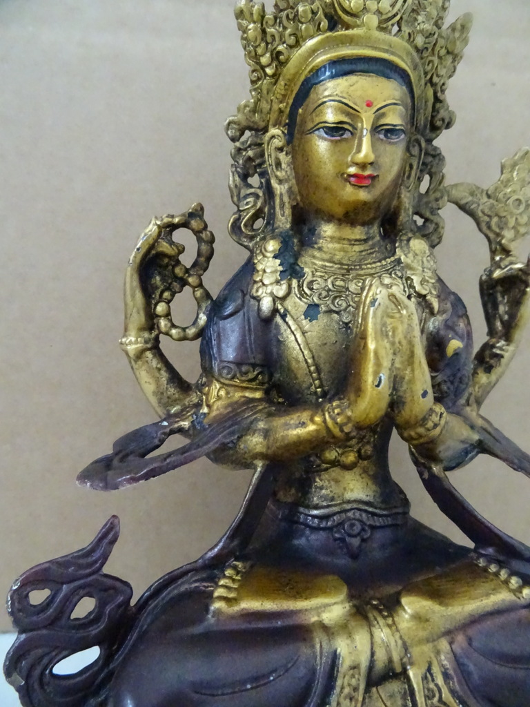 Verguld bronzen Boeddhabeeld Avalokiteshvara - Afbeelding 6