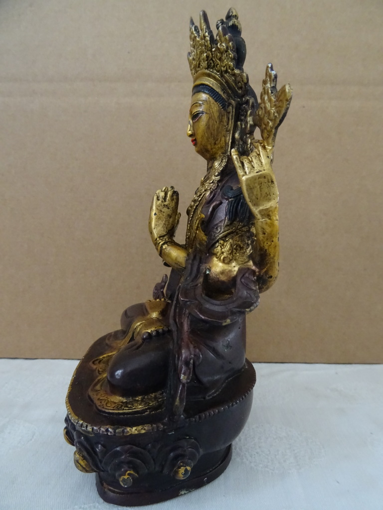 Verguld bronzen Boeddhabeeld Avalokiteshvara - Afbeelding 8