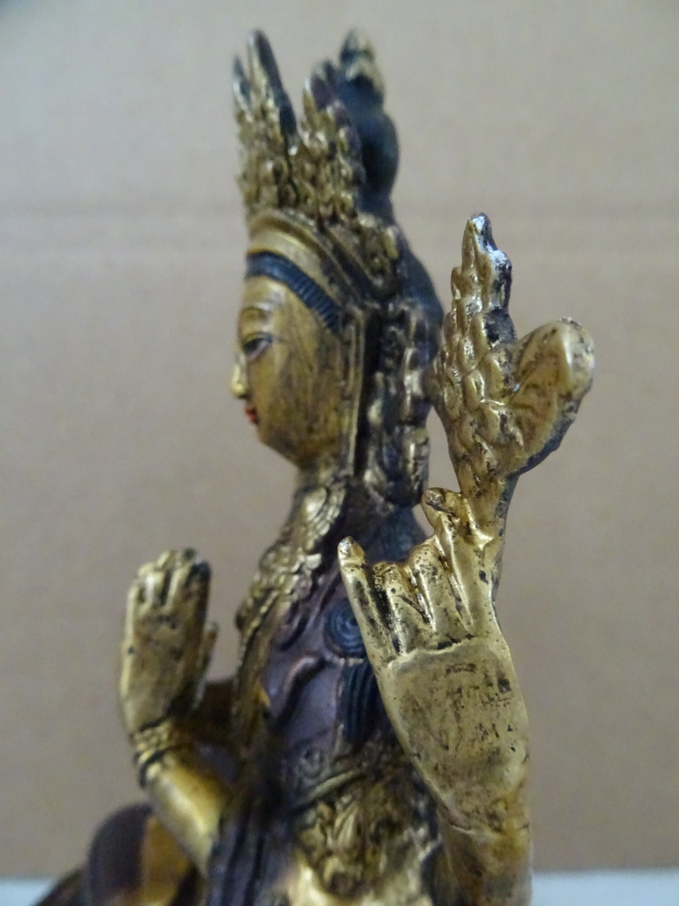 Verguld bronzen Boeddhabeeld Avalokiteshvara - Afbeelding 9