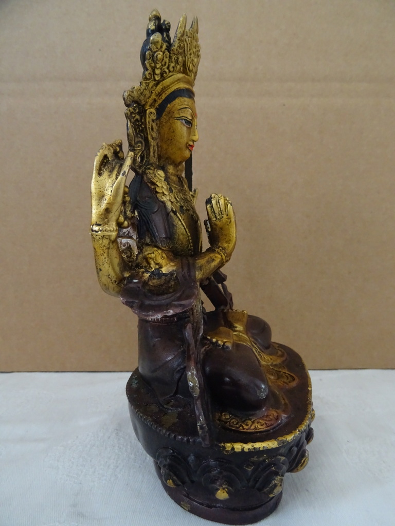 Verguld bronzen Boeddhabeeld Avalokiteshvara - Afbeelding 17