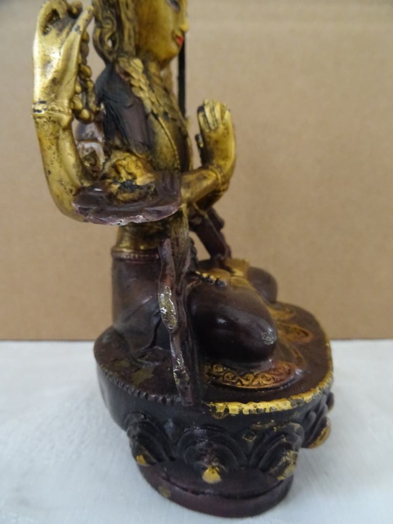 Verguld bronzen Boeddhabeeld Avalokiteshvara - Afbeelding 19