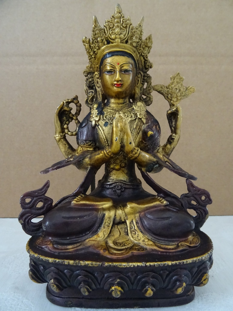 Verguld bronzen Boeddhabeeld Avalokiteshvara - Afbeelding 21