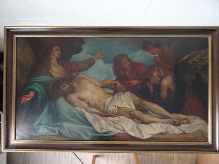 Antiek Piëta schilderij J.H. Mols