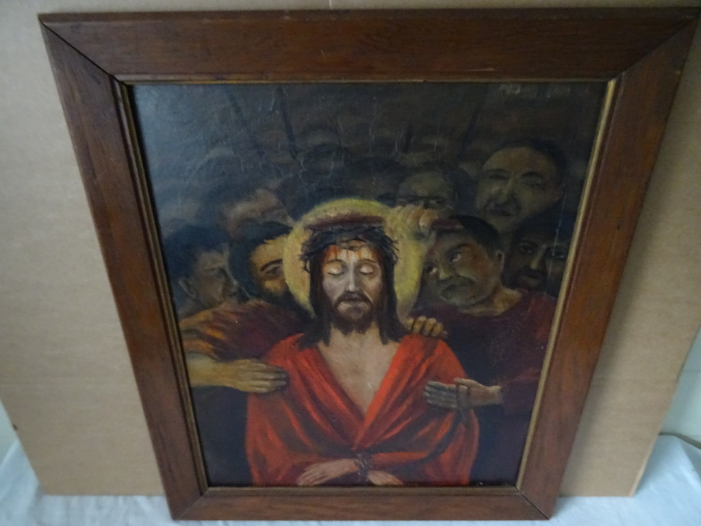 Vintage schilderij Jezus in gevangenschap - Afbeelding 2