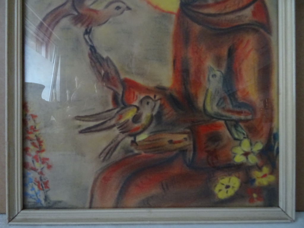 Antieke tekening Heilige Franciscus met duiven - Afbeelding 7