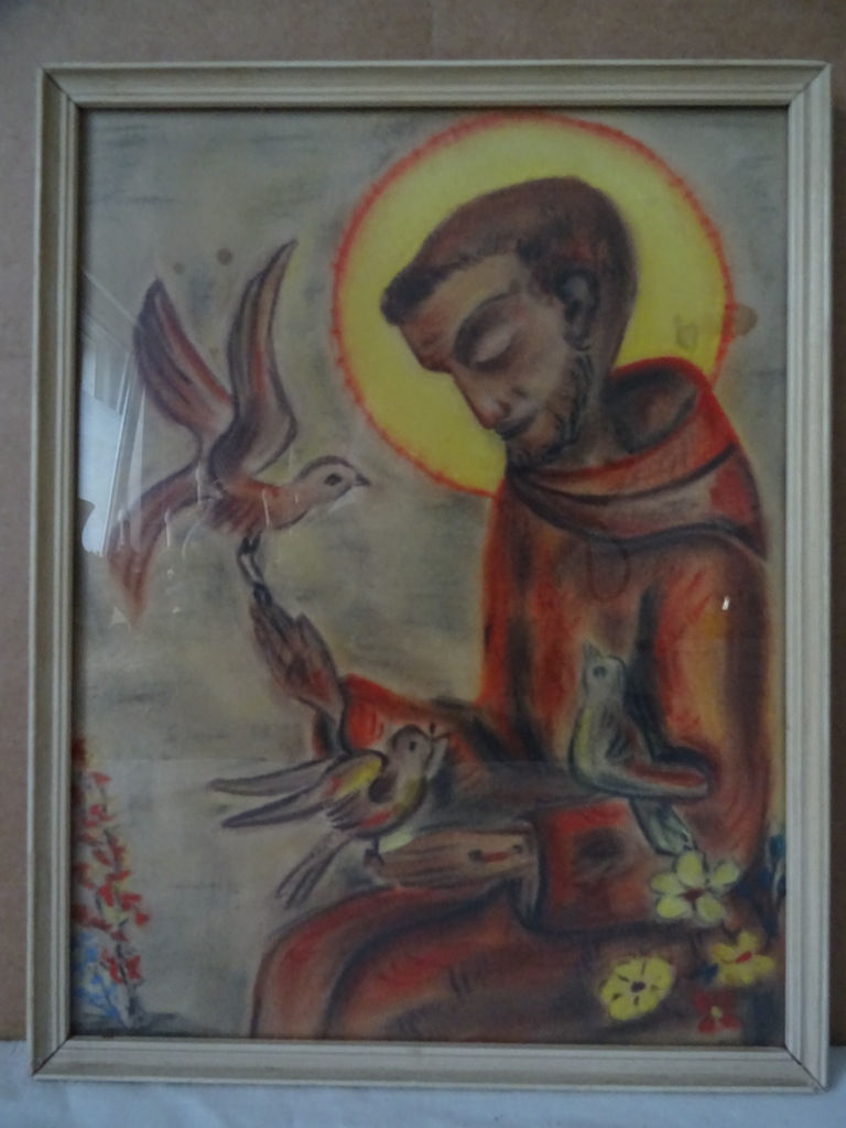 Antieke tekening Heilige Franciscus met duiven - Afbeelding 15