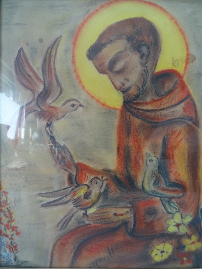 Antieke tekening Heilige Franciscus met duiven - Afbeelding 5