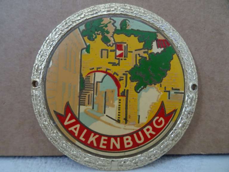 Antiek bordje Valkenburg automascotte grilplaatje
