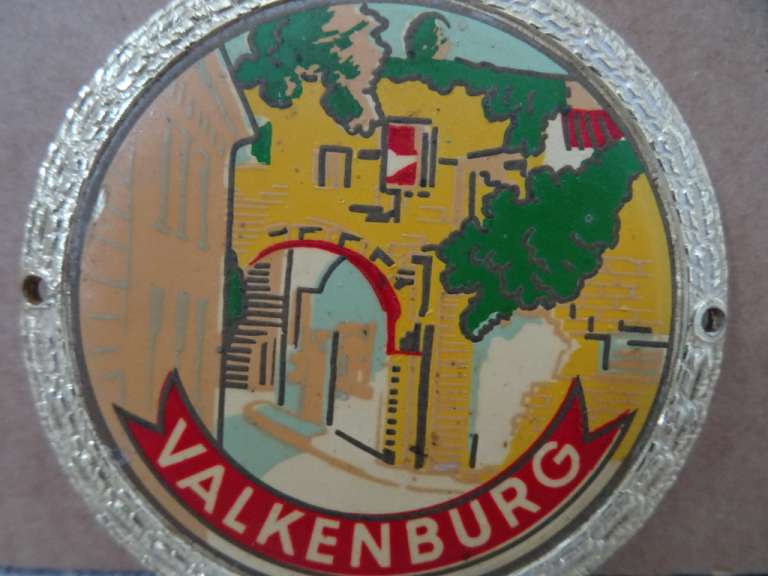 Antiek bordje Valkenburg automascotte grilplaatje