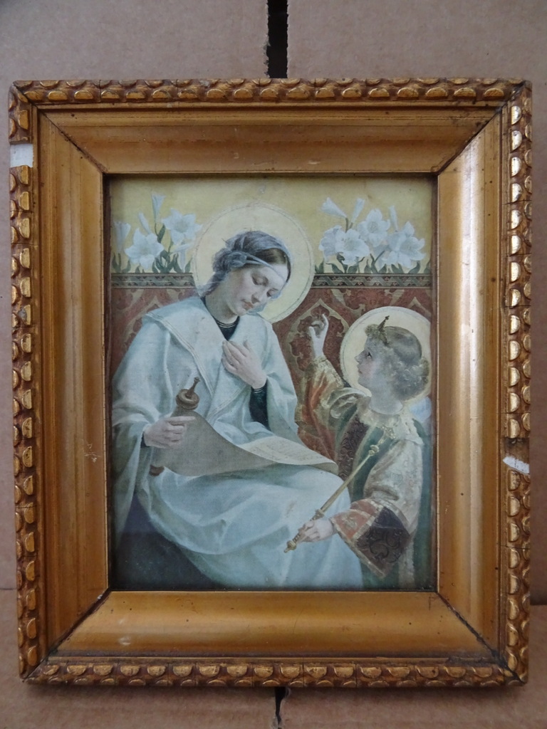Antieke prent Maria De Moeder Gods